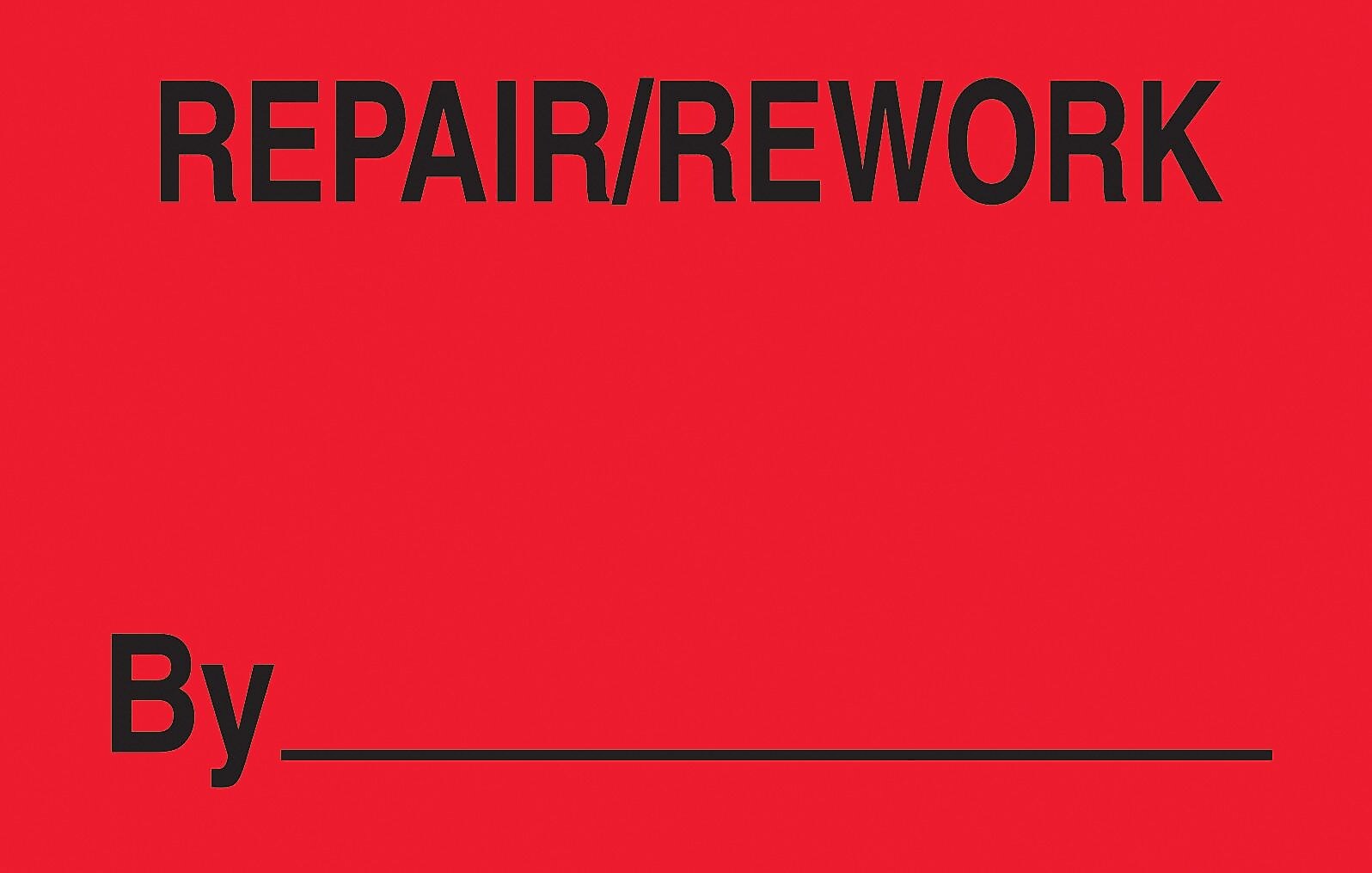 Decker Tape "Repair/Rework" Label, 3" x 5", 500/Roll (DL3341C)