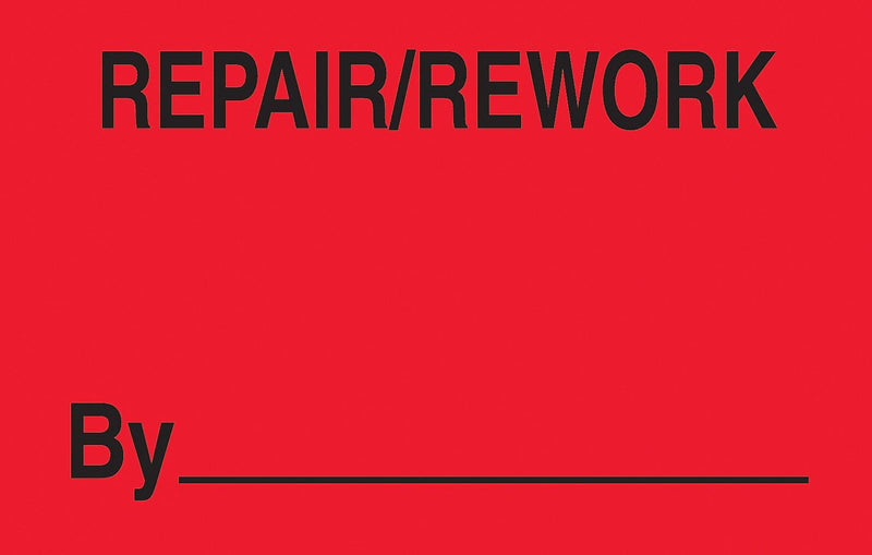 Decker Tape "Repair/Rework" Label, 3" x 5", 500/Roll (DL3341C)