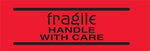 "Fragile Handle with Care" Labels, Red/Black, 3" x 2", 500/Rl
