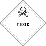 Decker Tape "Toxic" Label, 4" x 4", 500/RL