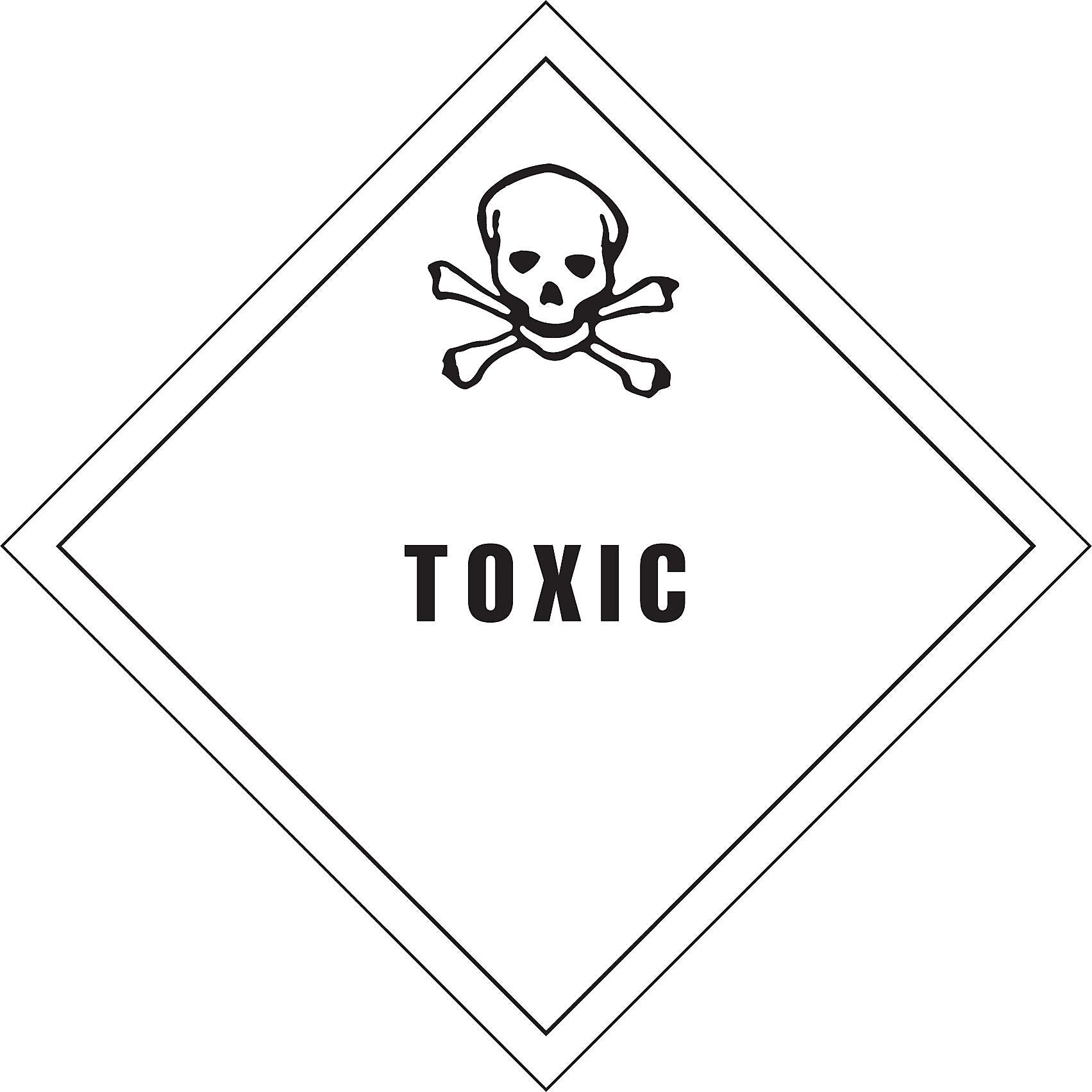 Decker Tape "Toxic" Label, 4" x 4", 500/RL