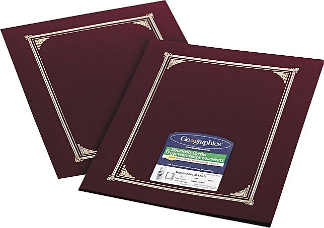 Geographics Linen Certificate Covers, 12-1/2" x 9-3/4", 6/Pack, Burgundy
