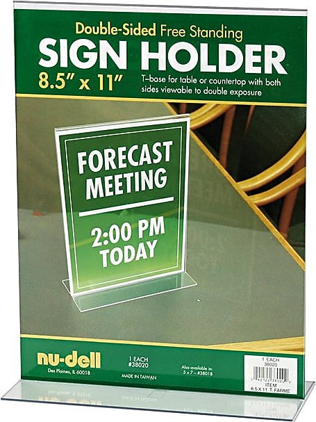 NuDell™ T-Shaped Sign Holder, Clear, 8-1/2" x 11"