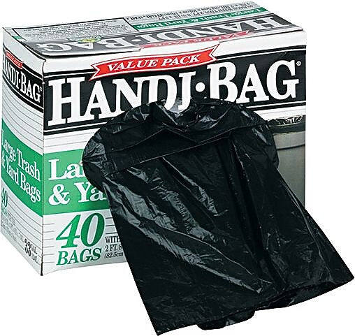Berry Global Handi-Bag Recycled Trash Bags, Black, 33 gal., 40/Box