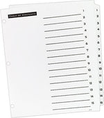 Office Essentials® Table 'N Tabs Dividers, 1-15 Tab, White, 8 1/2" x 11", 1/St