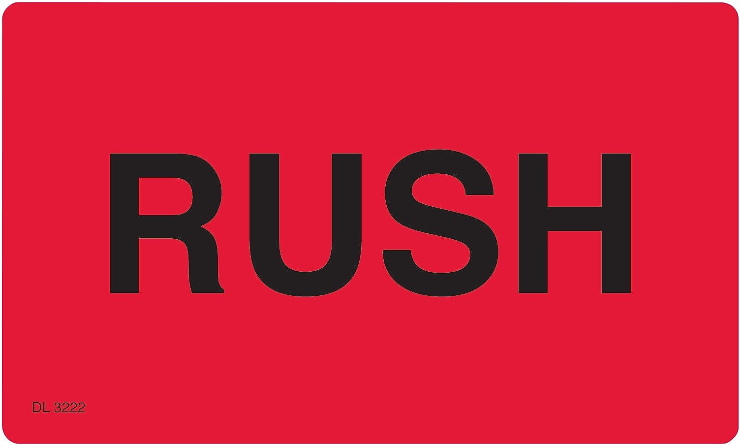 Decker Tape "Rush" Label, 3" x 5", 500/Roll (DL3223C)
