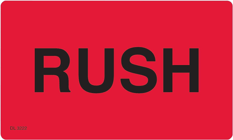 Decker Tape "Rush" Label, 3" x 5", 500/Roll (DL3223C)