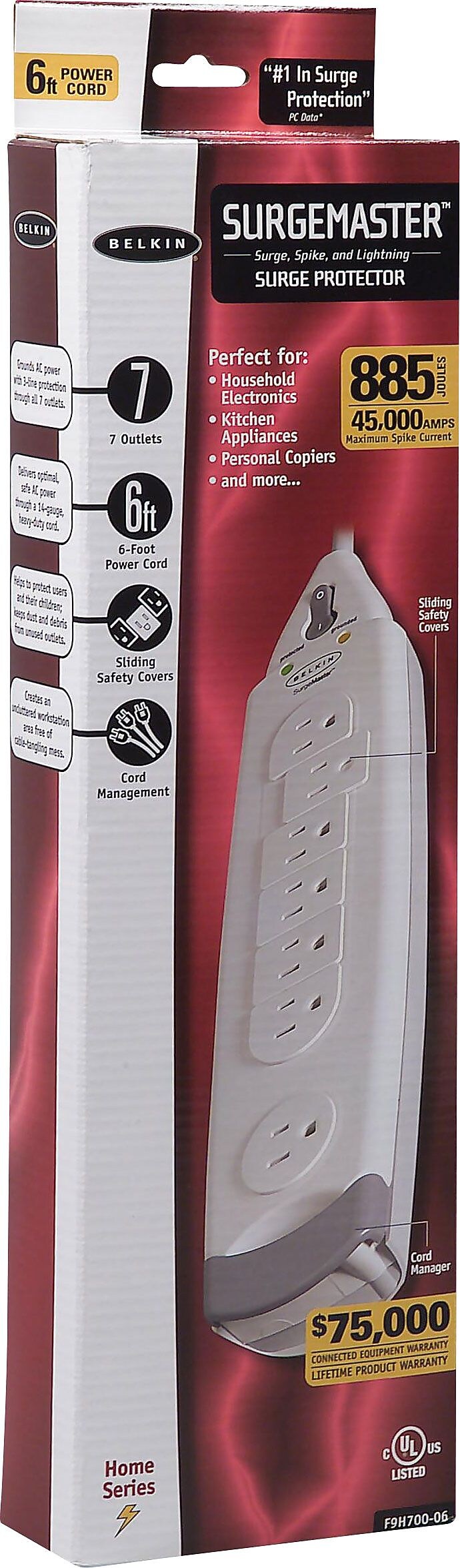 Belkin Home Series SurgeMaster®, 7-Outlets, 885 Joules