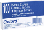 Oxford 3 x 5" Index Cards, Lined, White, 100/Pack (31EE)