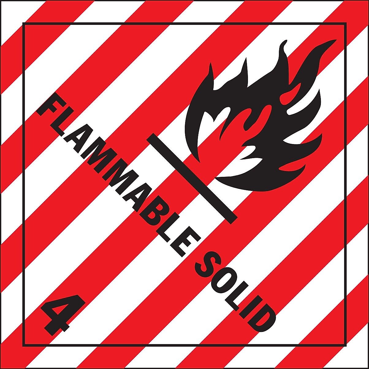 Decker Tape "Flammable Solid 4" Label, 4" x 4", 500/Roll