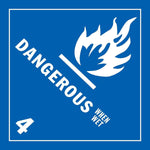 Decker Tape "Dangerous When Wet 4" Label, 4" x 4", 500/Roll