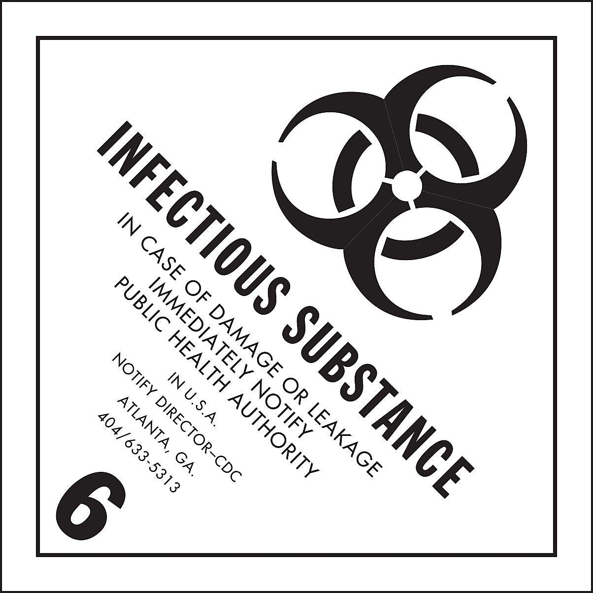 Decker Tape "Infectious Substance" Label, 4" x 4", 500/RL