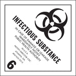 Decker Tape "Infectious Substance" Label, 4" x 4", 500/RL