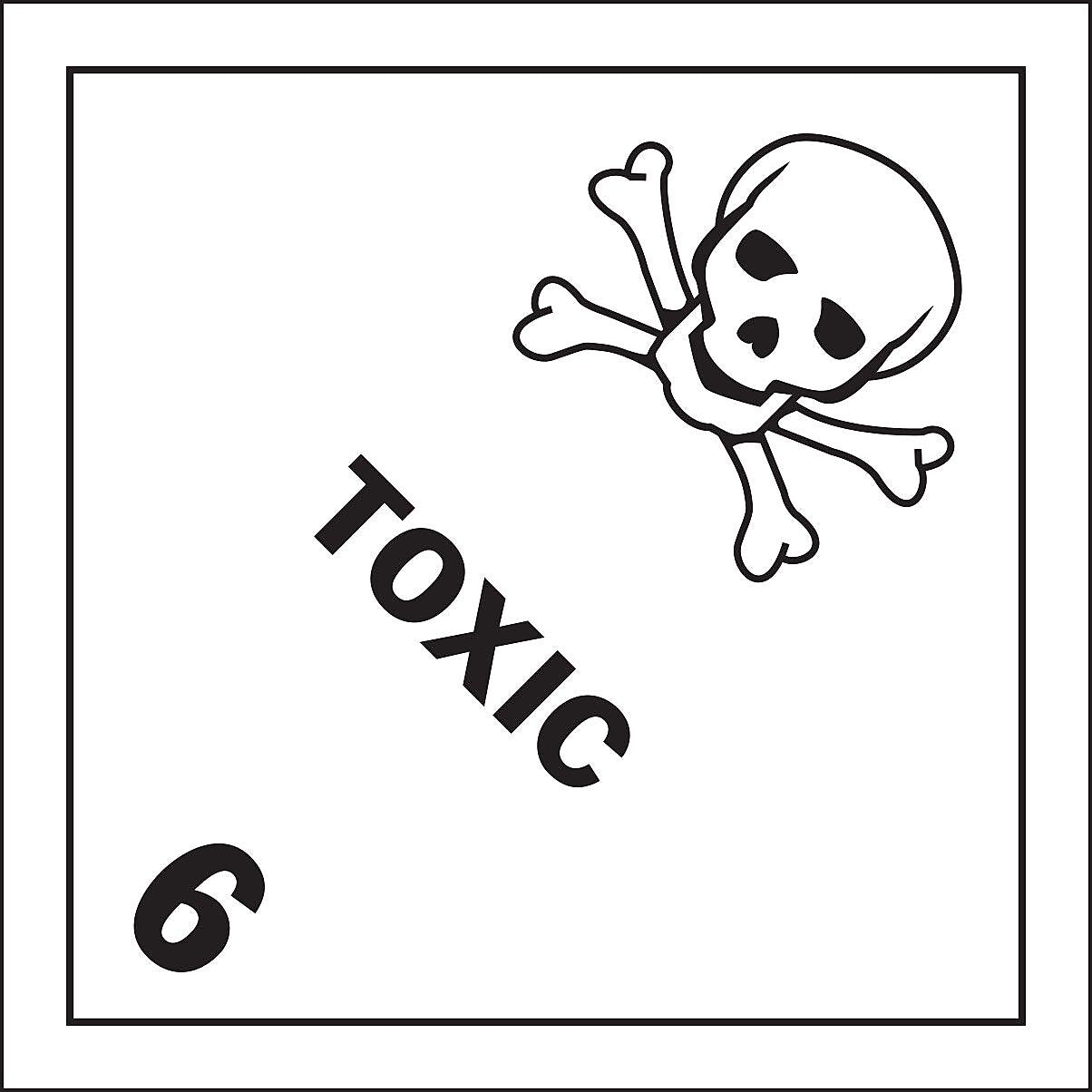 Decker Tape "Toxic 6" Label, 4" x 4", 500/Roll