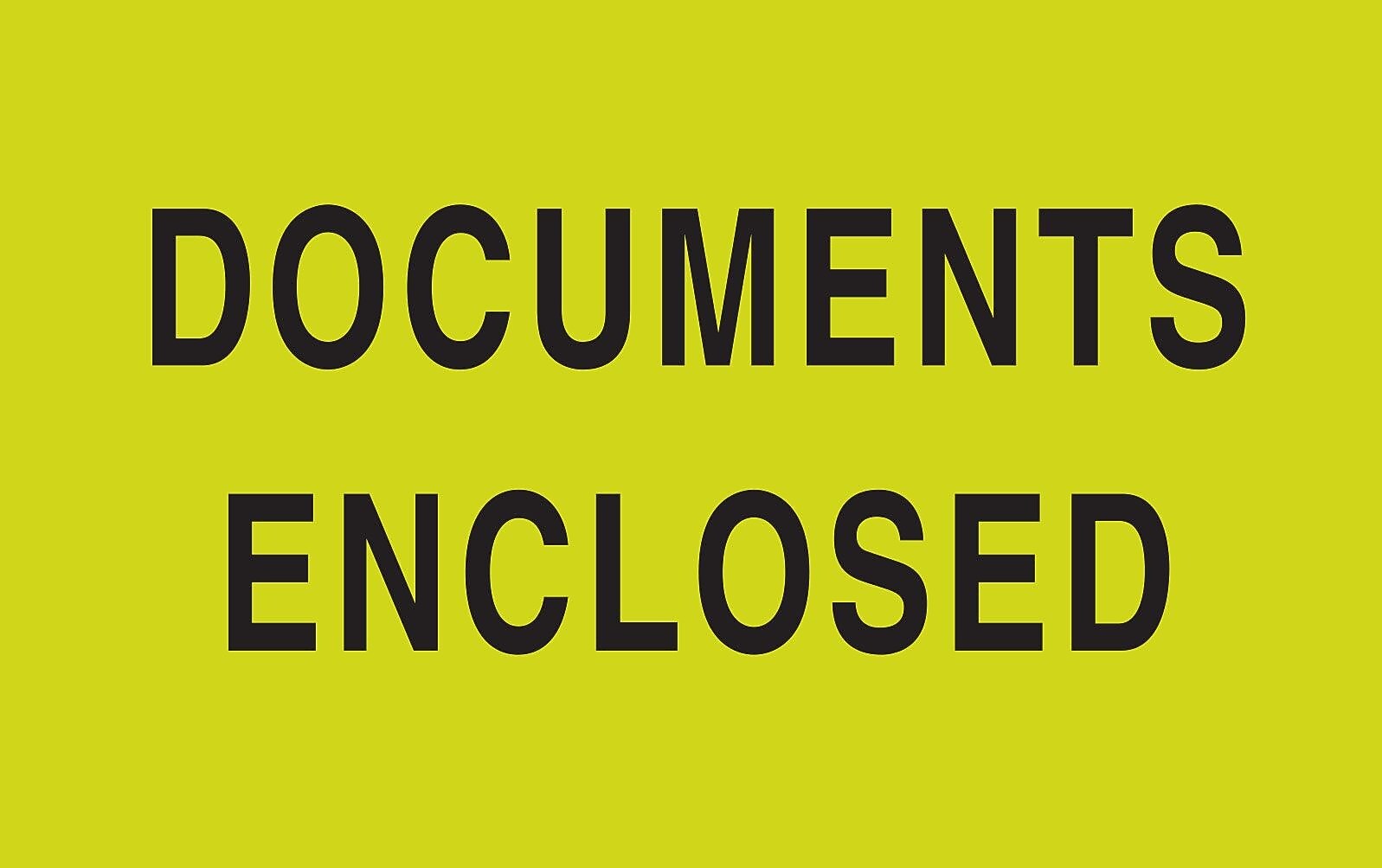 Decker Tape "Documents Enclosed" Label, 3" x 5", 500/Roll (DL2141)