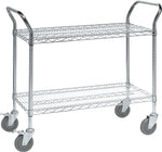 Quantum Storage Systems 2-Shelf Wire Mobile Utility Cart with Lockable Wheels, Metal (WRC-2436-2)