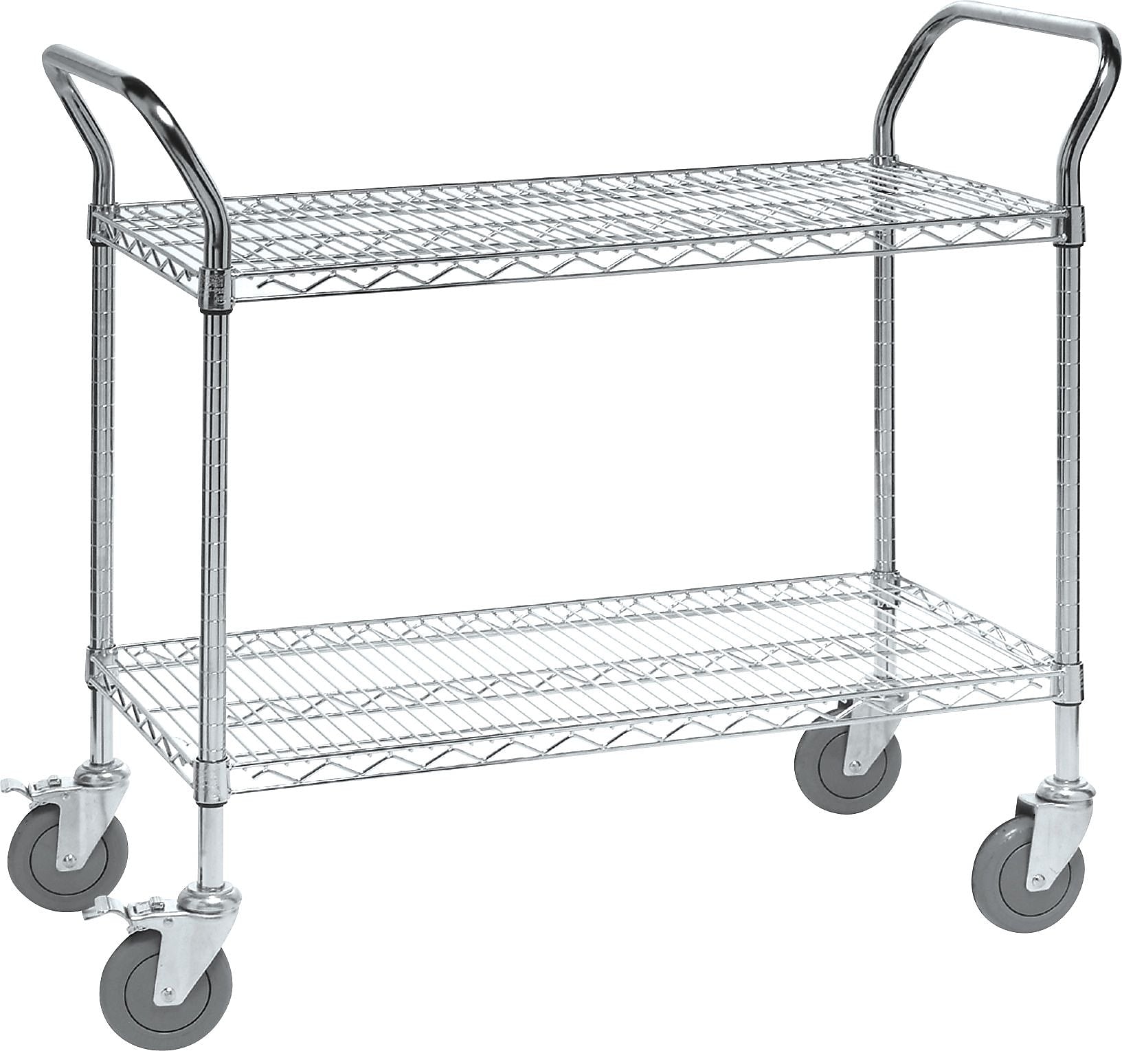 Quantum Storage Systems 2-Shelf Wire Mobile Utility Cart with Lockable Wheels, Metal (WRC-2436-2)