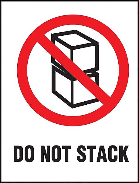 Decker Tape "Do Not Stack" Label, 2" x 3", 500/Roll (DL2344B)