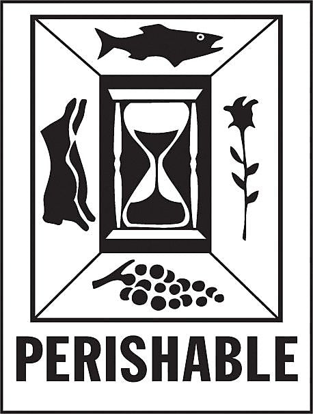 Decker Tape "Perishable" Label, 3" x 4", 500/Roll (DL4060C)