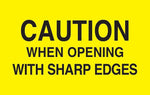 Decker Tape "Caution When Opening with Sharp Edges" Label, 3" x 5", 500/Roll (DL2103)