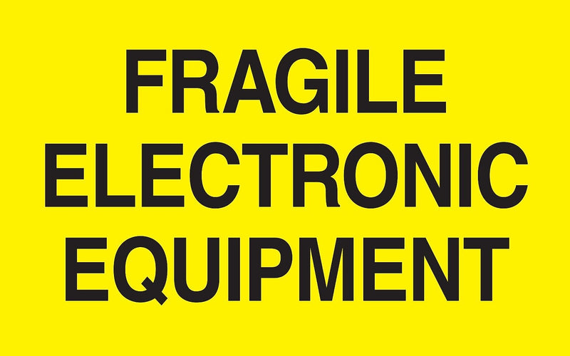 Decker Tape "Fragile Electronic Equipment" Label, 3" x 5", 500/Roll (DL2441)