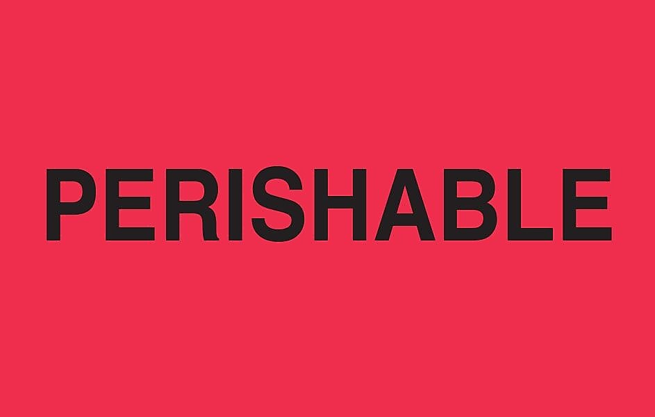Decker Tape "Perishable" Label, 3" x 5", 500/Roll (DL2583C)