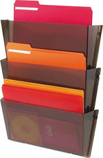 Staples® Unbreakable Wall File Set,  Letter,  Smoke,  6 1/2"H x 14 1/2"W x 3"D,  3 Pockets per Pack