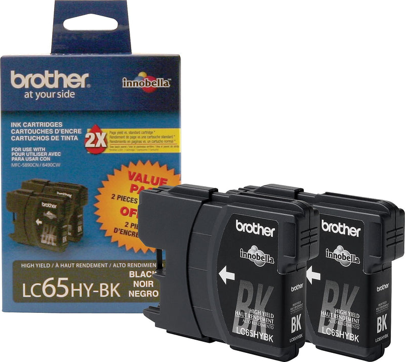 Brother LC652PKS Black High Yield Ink Cartridge, 2/Pack