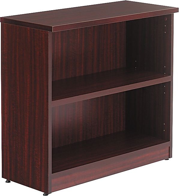 Alera Valencia 29.5"H 2-Shelf Bookcase with Adjustable Shelf, Mahogany Laminated Wood (ALEVA633032MY)