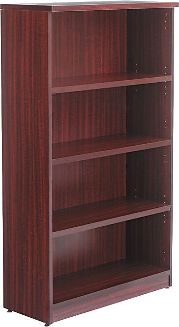 Alera Valencia 54.78"H 4-Shelf Bookcase with Adjustable Shelves, Mahogany Laminate (ALEVA635632MY)
