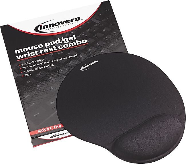 Innovera Gel Mouse Pad/Wrist Rest Combo, Black (IVR50448)
