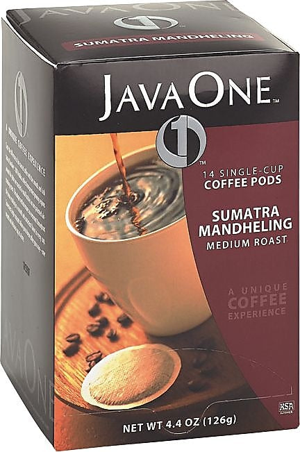 JavaOne Sumatra Mandheling Coffee Pods, Medium Roast, 14/Box (JAV60000)