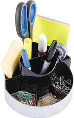 Rotating Desk Organizer, Plastic, 6"w x 5-3/4"d x 4-1/2"h, Black/Silver