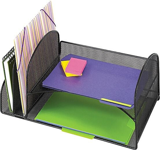 Safco Onyx 2 Vertical/Horizonal Compartment Mesh Desk Organizer,  Black (3264BL)