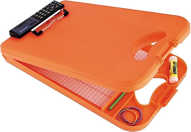 Saunders® 1/2" Capacity Polypropylene DeskMate II Storage Clipboard w/Calculator; Orange/Tangerine