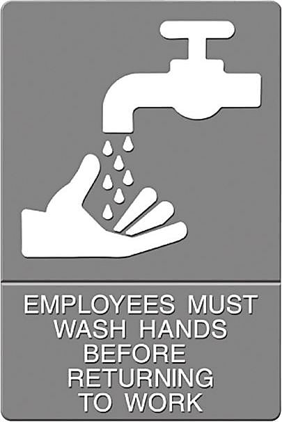 U.S. Stamp & Sign Headline® ADA "EMPLOYEES MUST WASH HANDS" Sign, Gray/White, 6" x 9"