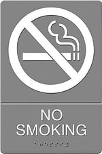 U.S. Stamp & Sign Headline® ADA "NO SMOKING" Sign, Gray/White, 6" x 9" (USS4813)