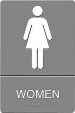 U.S. Stamp & Sign Headline® ADA "WOMEN" Sign, Gray/White, 6" x 9"