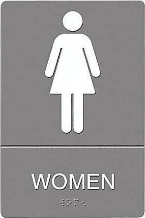 U.S. Stamp & Sign Headline® ADA "WOMEN" Sign, Gray/White, 6" x 9"