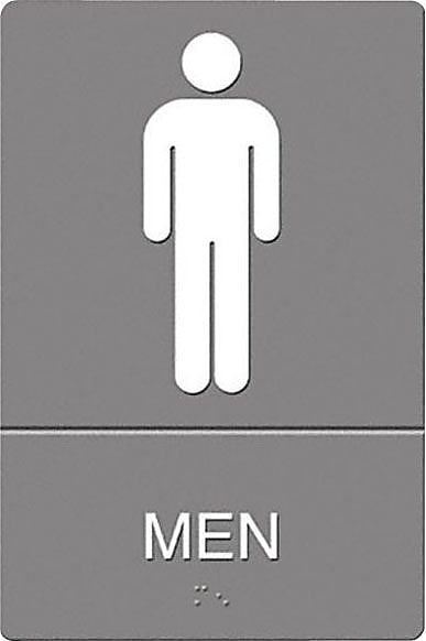 U.S. Stamp & Sign Headline ADA "MEN" Restroom Sign, 6" x 9", Gray/White (USS4817)