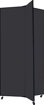 Screenflex 3-Wing Mobile Display Tower, Black, 77"H x 36"W x 36"D