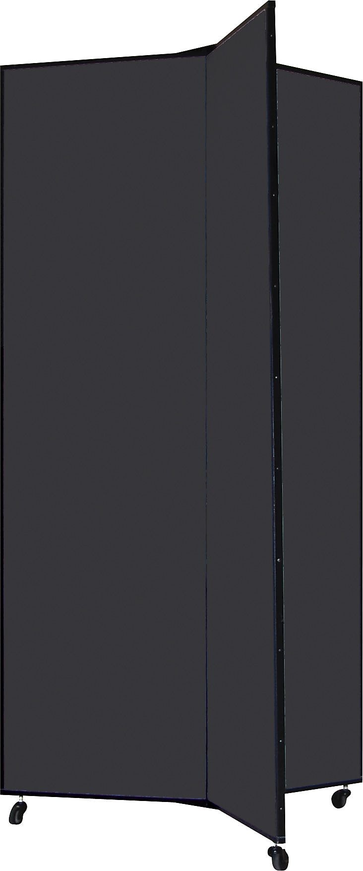 Screenflex 3-Wing Mobile Display Tower, Black, 77"H x 36"W x 36"D
