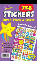 Trend Sticker Pad, Super Stars & Smiles, 5 3/4" x 9 1/2", 738/Pack