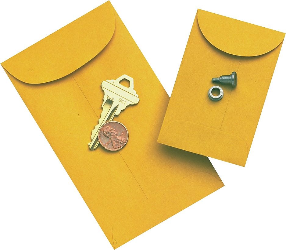 Quality Park Gummed #5 Kraft Currency Envelope, 5 1/4" x 2 7/8", Light Brown, 500/Box (50462)