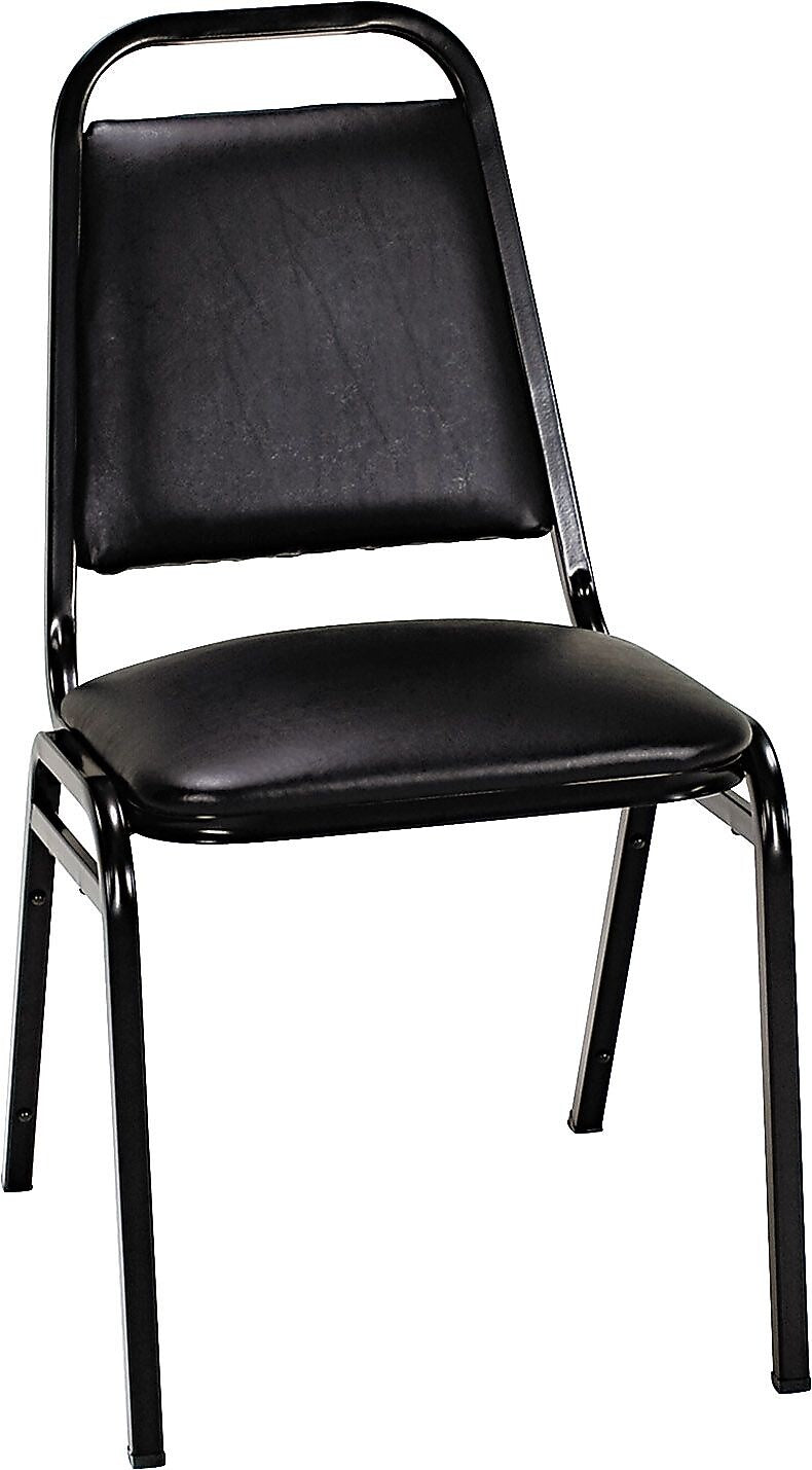 Alera Continental Vinyl Square-Back Stacking Chairs, Black, 4/CT (ALESC68VY10B)