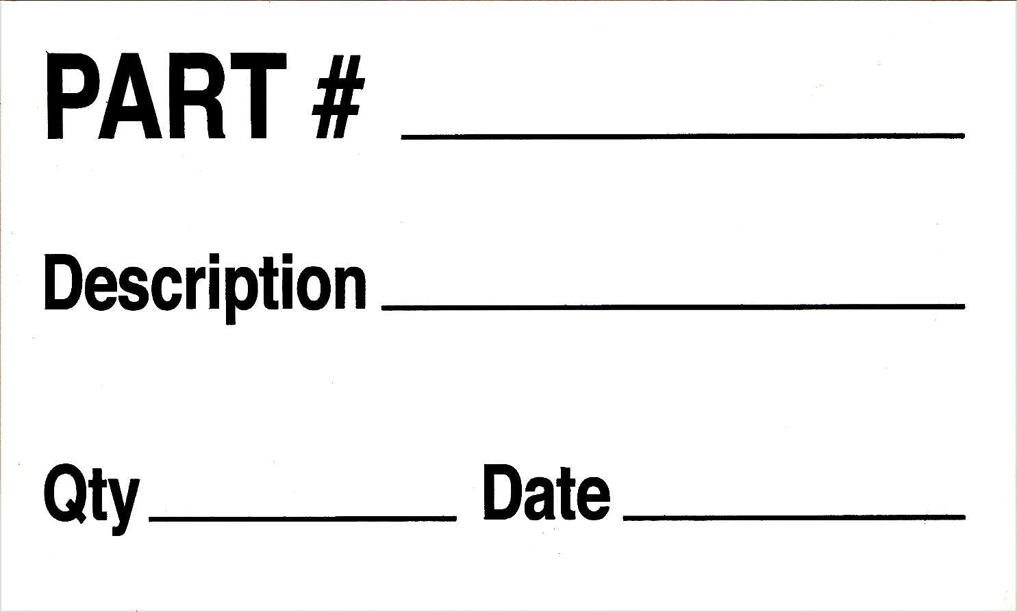 Decker Tape "Part #" Label, 3" x 5", 500/Roll (DL3511C)