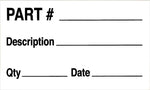 Decker Tape "Part #" Label, 3" x 5", 500/Roll (DL3511C)