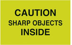 Decker Tape "Caution Sharp Objects" Label, 3" x 5", 500/Roll (DL2102C)