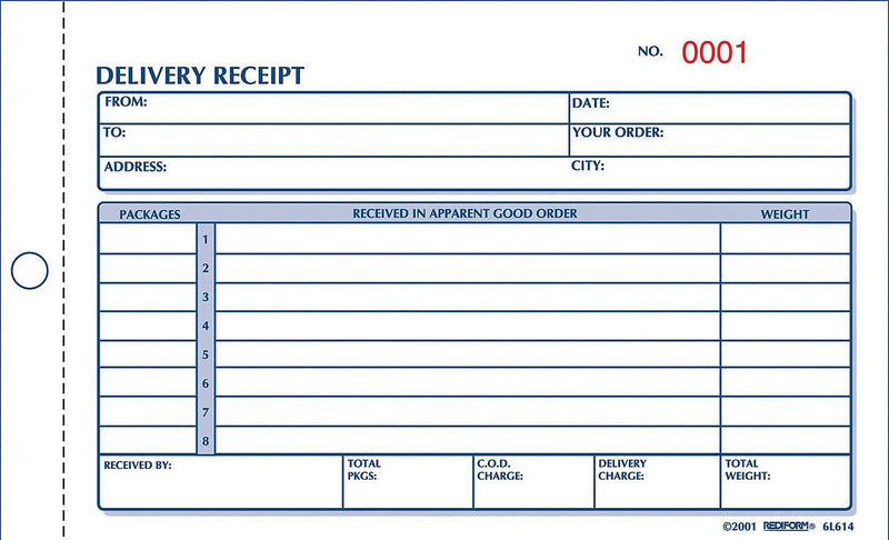 Rediform® Carbonless Delivery Receipt Books, 4-1/4" x 6-3/8" (RED6L614)