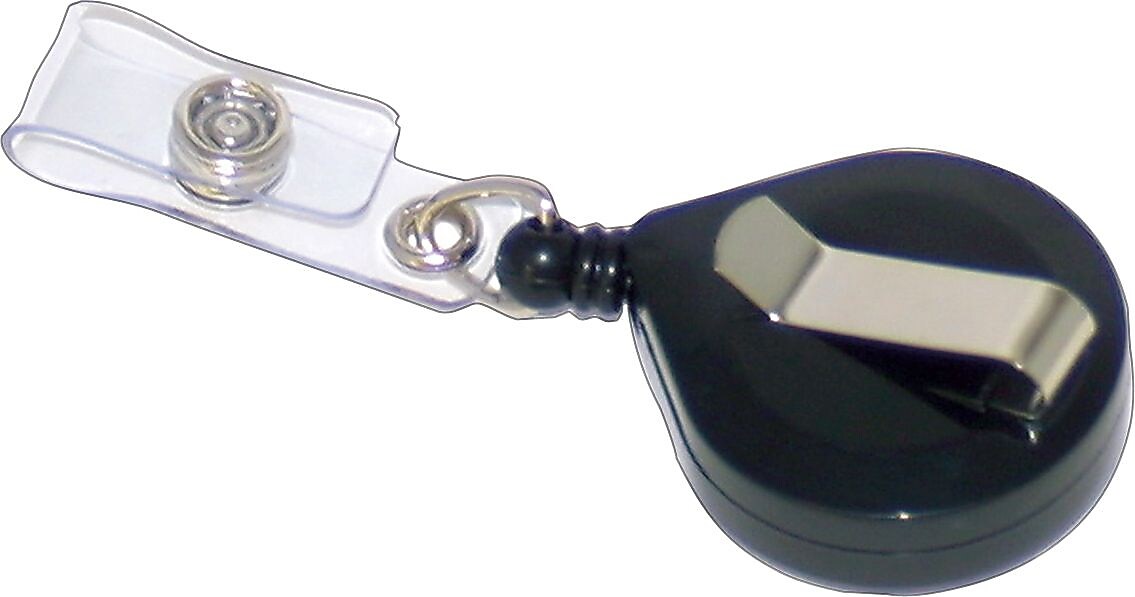 Advantus Deluxe Belt Clip Badge Reels, Black, 12/Box (AVT75407)